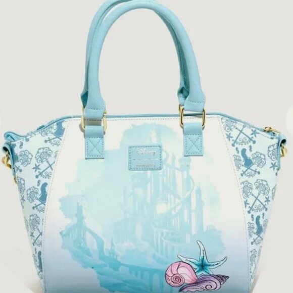 Loungefly Disney The Little Mermaid Ariel Blue Watercolor Satchel Crossbody
